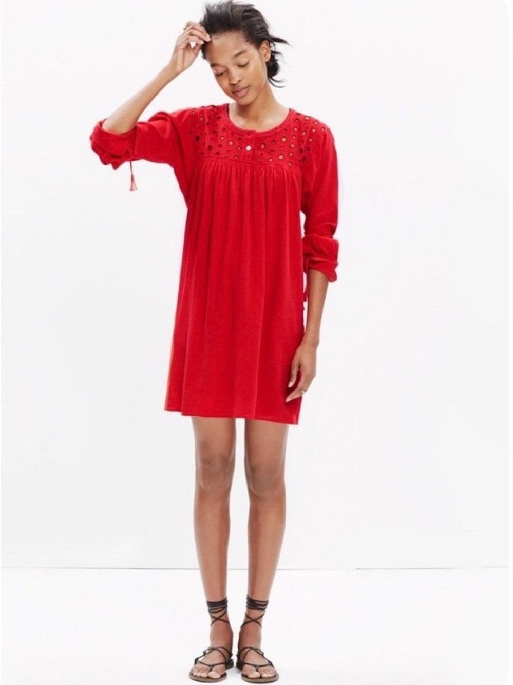 Madewell Red Daybreak Eyelet Dress sz small